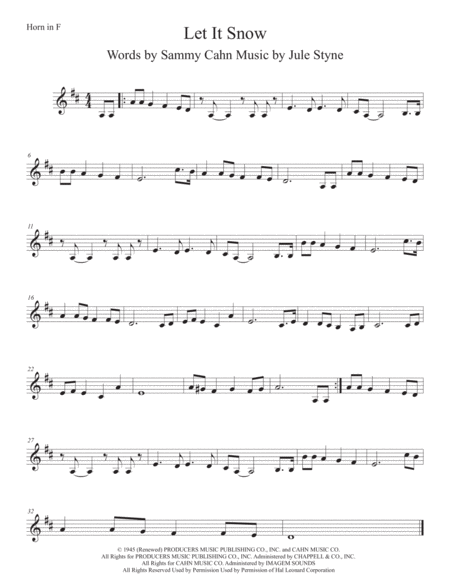 Let It Snow Let It Snow Let It Snow Horn In F Sheet Music