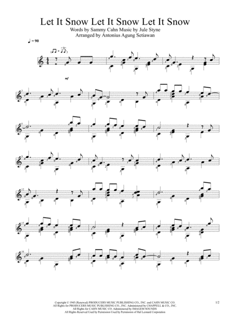 Free Sheet Music Let It Snow Let It Snow Let It Snow Solo Guitar Score