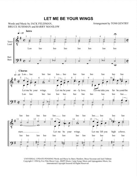 Free Sheet Music Let Me Be Your Wings Ttbb