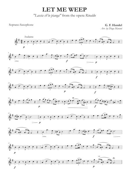 Let Me Weep From The Opera Rinaldo For Saxophone Quartet Sheet Music