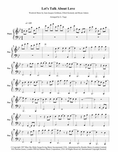 Free Sheet Music Let Talk About Love Easy Piano