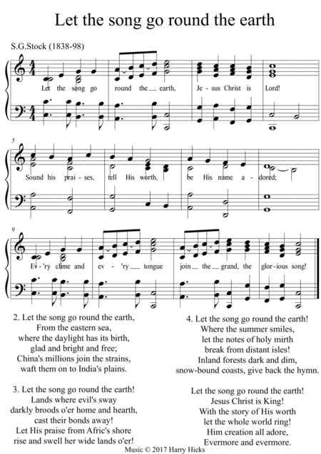 Let The Song Goo Round The Earth A New Tune To This Wonderful Hymn Sheet Music