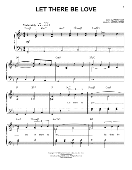 Let There Be Love Sheet Music