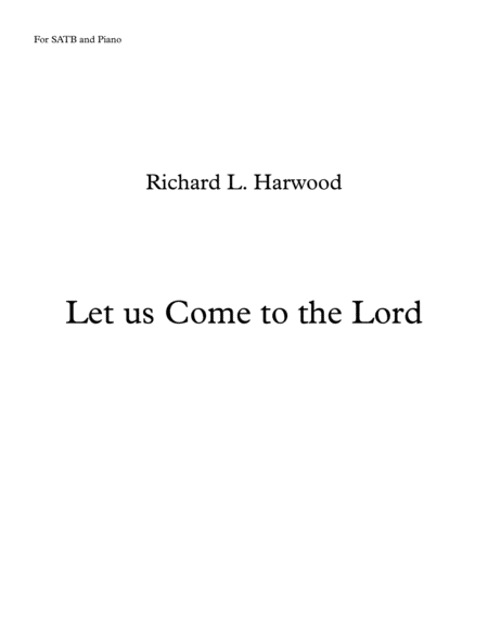 Let Us Come To The Lord Sheet Music