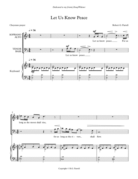 Free Sheet Music Let Us Know Peace