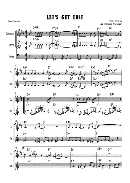 Free Sheet Music Lets Get Lost Oboe And Clarinet