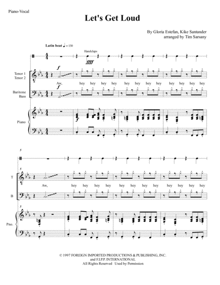 Free Sheet Music Lets Get Loud