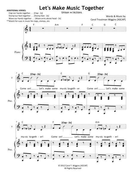 Lets Make Music Together Sheet Music