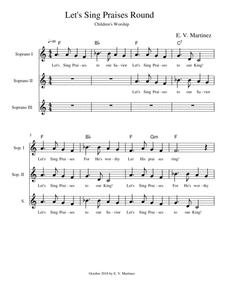 Free Sheet Music Lets Sing Praises Round