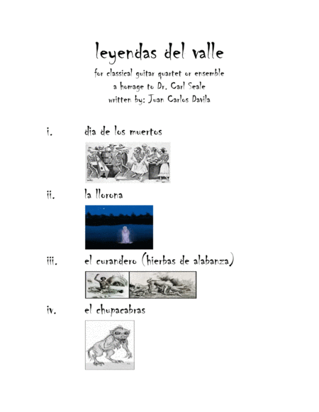 Leyendas Del Valle For Classical Guitar Quartet Ensemble Sheet Music