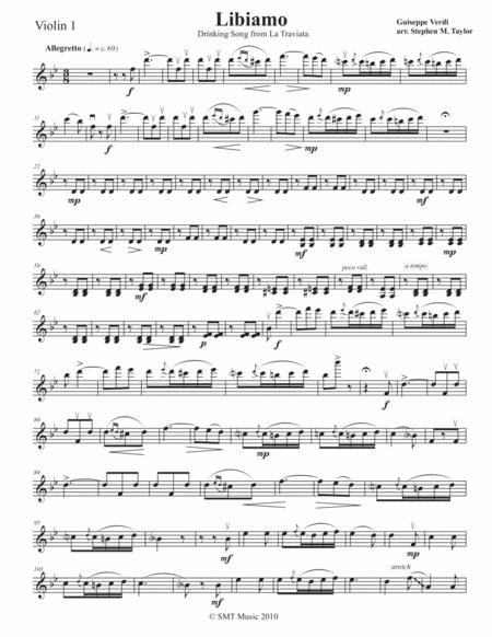 Free Sheet Music Libiamo Drinking Song From La Traviata Brindisi