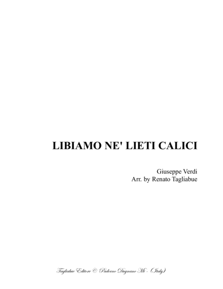 Libiamo Ne Lieti Calici From La Traviata Acte 1 Verdi Arr For Soli Satb Choir And Piano Sheet Music