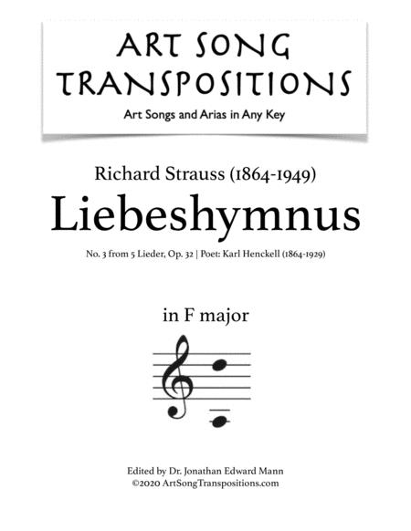 Liebeshymnus Op 32 No 3 Transposed To F Major Sheet Music