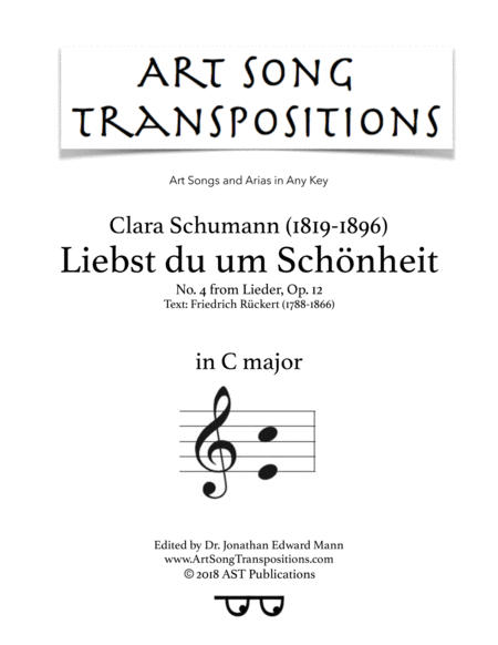 Free Sheet Music Liebst Du Um Schnheit Op 12 No 4 C Major