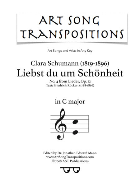 Liebst Du Um Schnheit Op 12 No 4 C Major Sheet Music