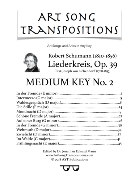 Free Sheet Music Liederkreis Op 39 Medium Key No 2