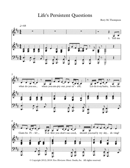 Free Sheet Music Lifes Persistent Questions