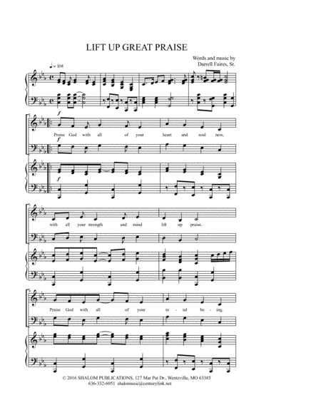 Free Sheet Music Lift Up Great Praise Choral Anthem Satb