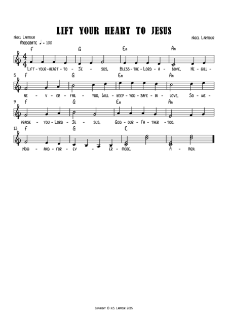 Free Sheet Music Lift Your Heart To Jesus