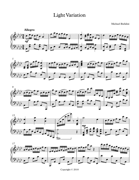 Light Variation Sheet Music