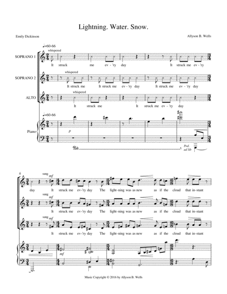 Free Sheet Music Lightning Water Snow