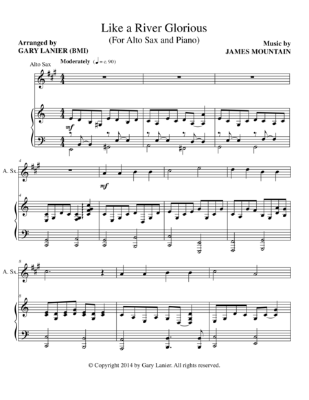 Like A River Glorious Alto Sax Piano And Sax Part Sheet Music