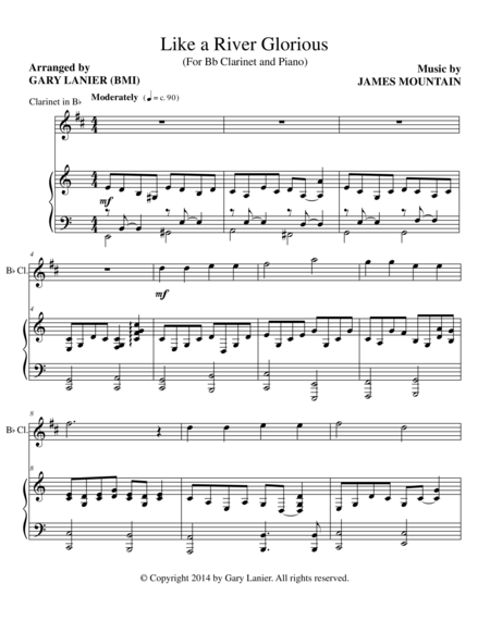 Like A River Glorious Bb Clarinet Piano And Clarinet Part Sheet Music