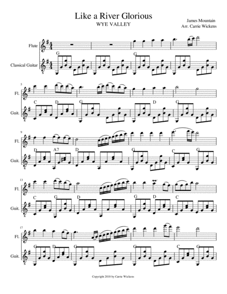 Free Sheet Music Like A River Glorious Flute Solo With Guitar Accompaniment
