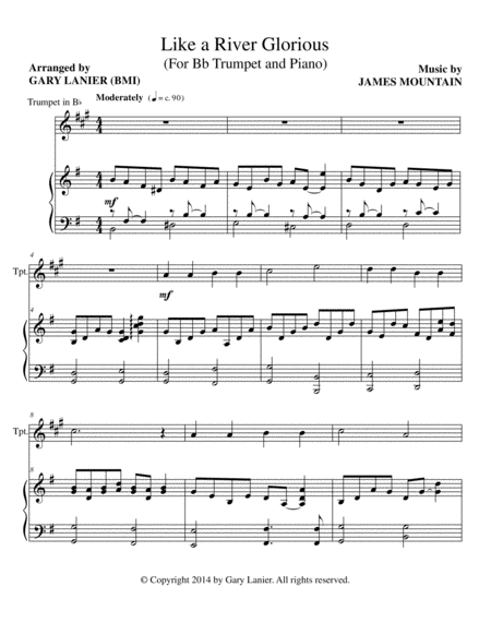 Like A River Glorious Trumpet Piano And Trumpet Part Sheet Music