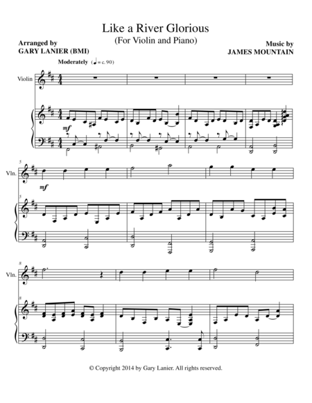 Like A River Glorious Violin Piano And Violin Part Sheet Music