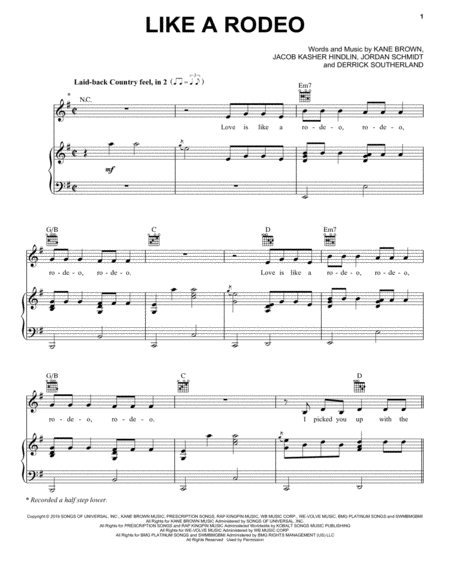 Like A Rodeo Sheet Music