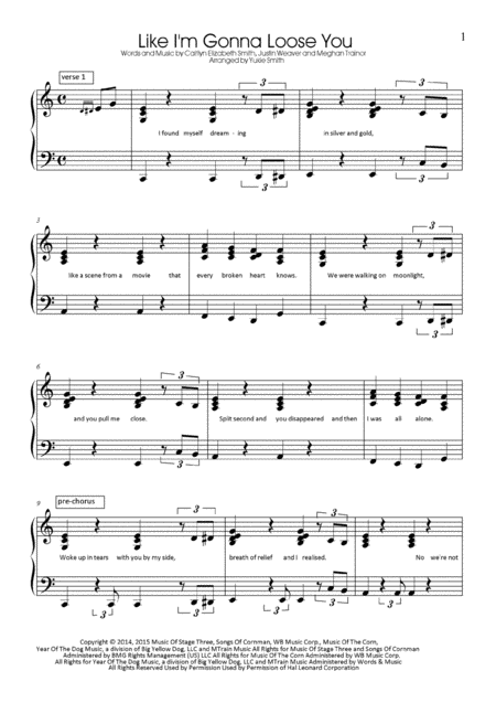 Like I M Gonna Lose You In Original Key Self Accompaniment Version Sheet Music