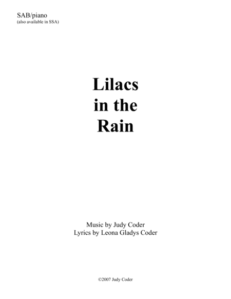 Lilacs In The Rain Sheet Music