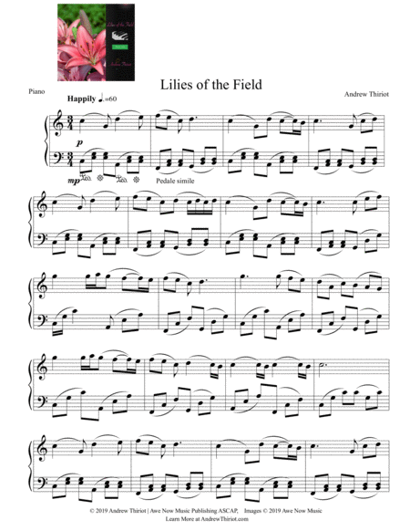 Free Sheet Music Lilies Of The Field Upbeat Waltz