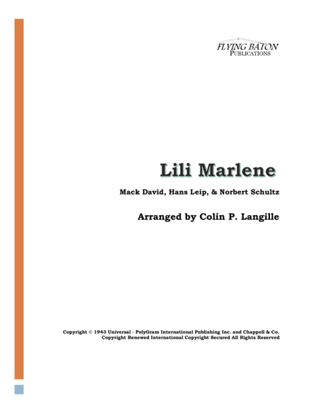 Free Sheet Music Lilli Marlene Lili Marleen