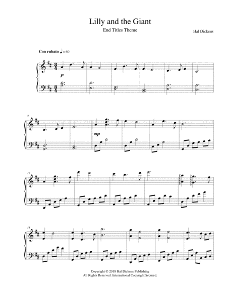 Free Sheet Music Lilly And The Giant End Titles Theme