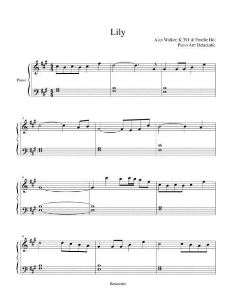 Lily Alan Walker K 391 Emelie Hollow Sheet Music Easy Piano Sheet Music