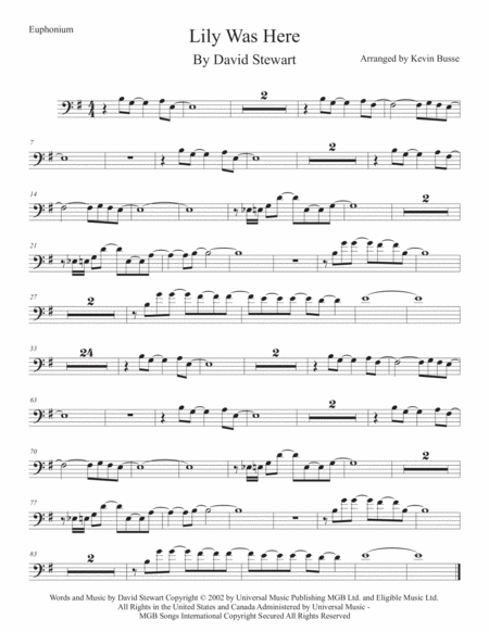 Lily Was Here Original Key Euphonium Sheet Music