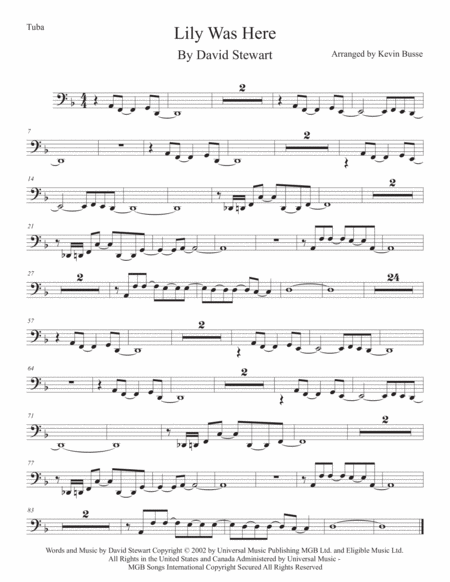 Lily Was Here Tuba Sheet Music