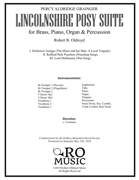 Lincolnshire Posy Suite For Brass Choir Sheet Music