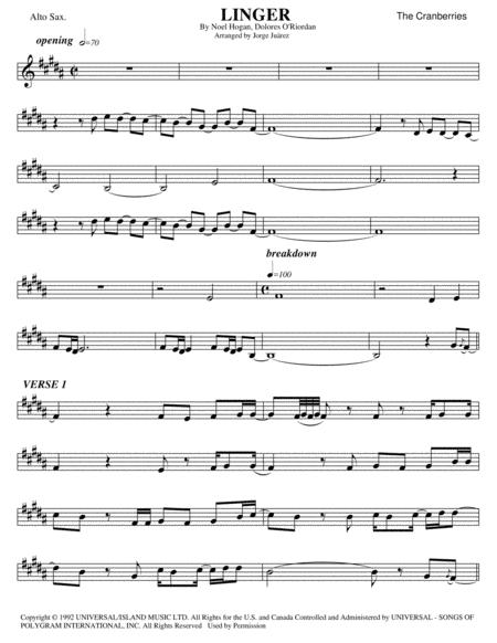 Linger Alto Sax Sheet Music