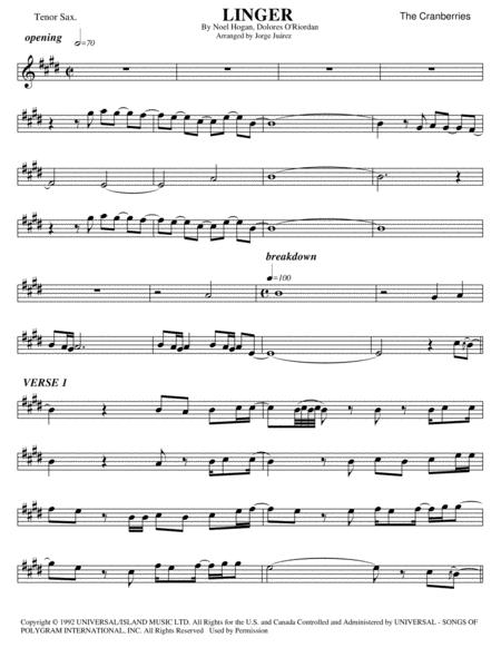 Linger Tenor Sax Sheet Music