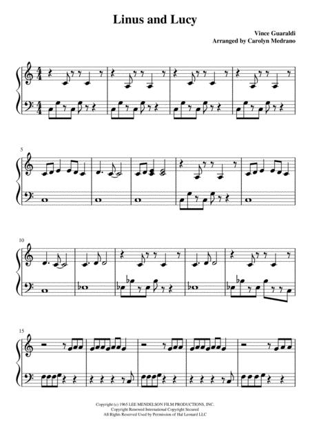 Free Sheet Music Linus And Lucy Elementary
