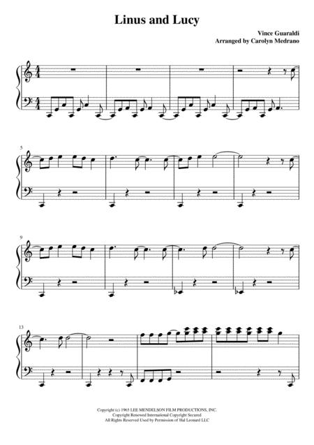 Free Sheet Music Linus And Lucy Simplified