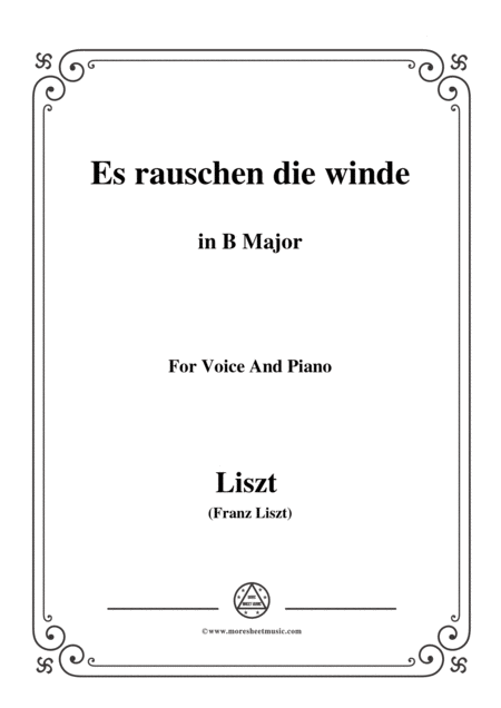 Liszt Es Rauschen Die Winde In B Major For Voice And Piano Sheet Music