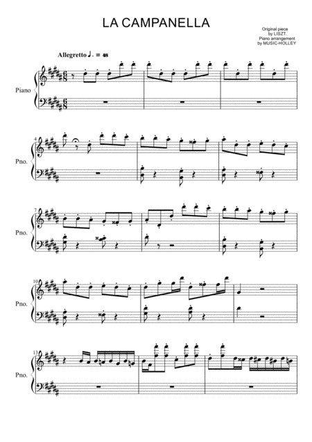 Free Sheet Music Liszt La Campanella Easy Piano