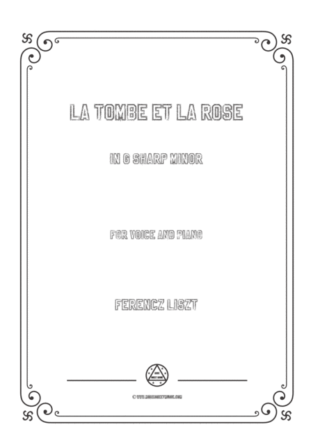 Liszt La Tombe Et La Rose In G Sharp Minor For Voice And Piano Sheet Music