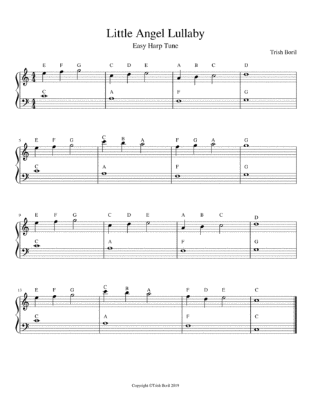 Free Sheet Music Little Angel Lullaby For Harp