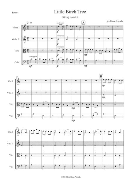 Little Birch Tree String Quartet Sheet Music