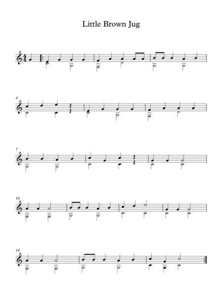 Free Sheet Music Little Brown Jug American Traditional Song